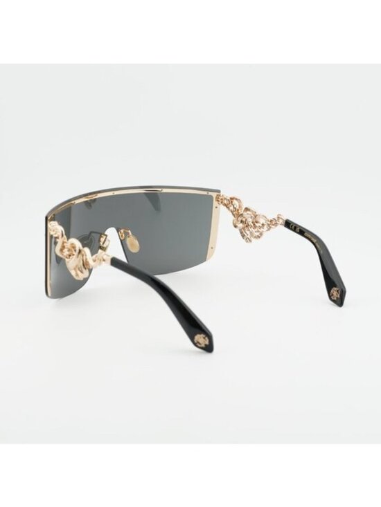 Roberto Cavalli SRC015M 0300 Sunglasses Gold Shield Frame, Brown Lenses main image 8